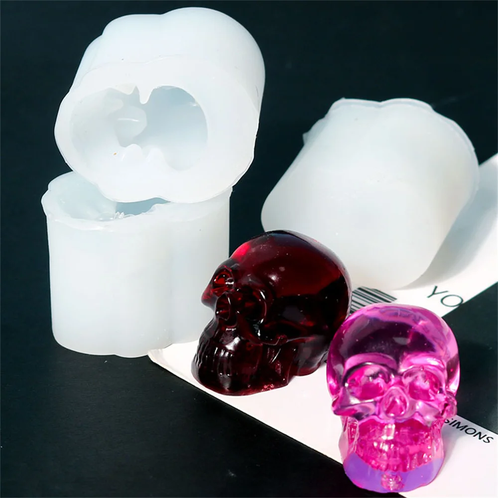 Molde de silicona de resina epoxi para decoración de Halloween, herramientas de adorno, artesanía hecha a mano, yeso, Cráneo 3D, DIY