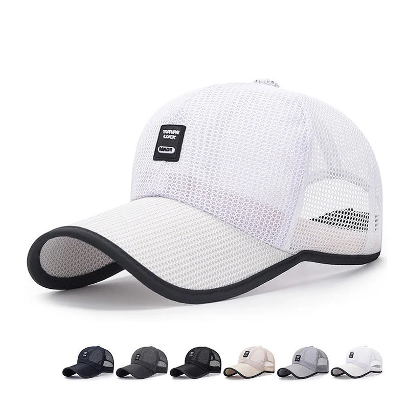 

Fashion Big Head Men Women Outdoor Sport Extended Brim Sun Retractable Mesh Cap Sunscreen Baseball Cap Large Brim Breathable Hat