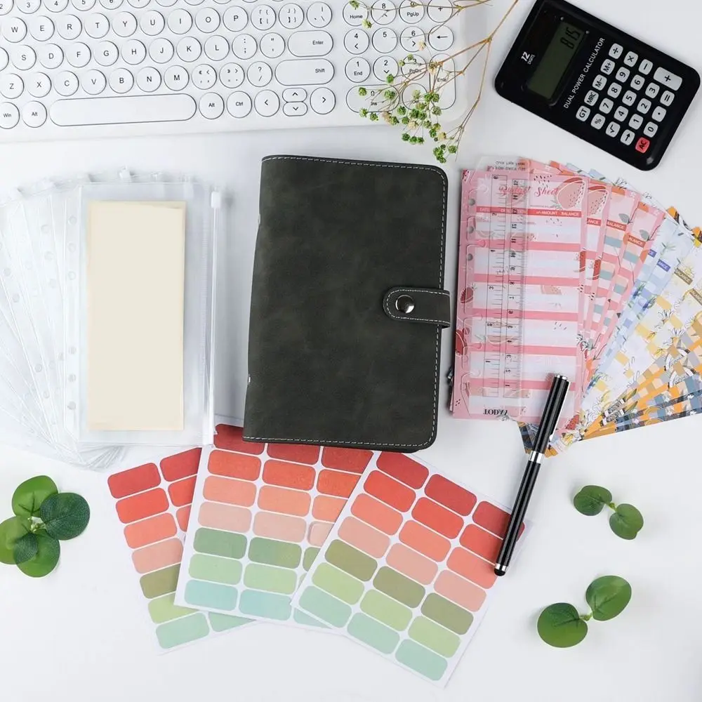 PU A6 Soft Budget Binder Planner Colorful 6 Hole Binder Pockets A6 Handbook Storage Bag Savings Money