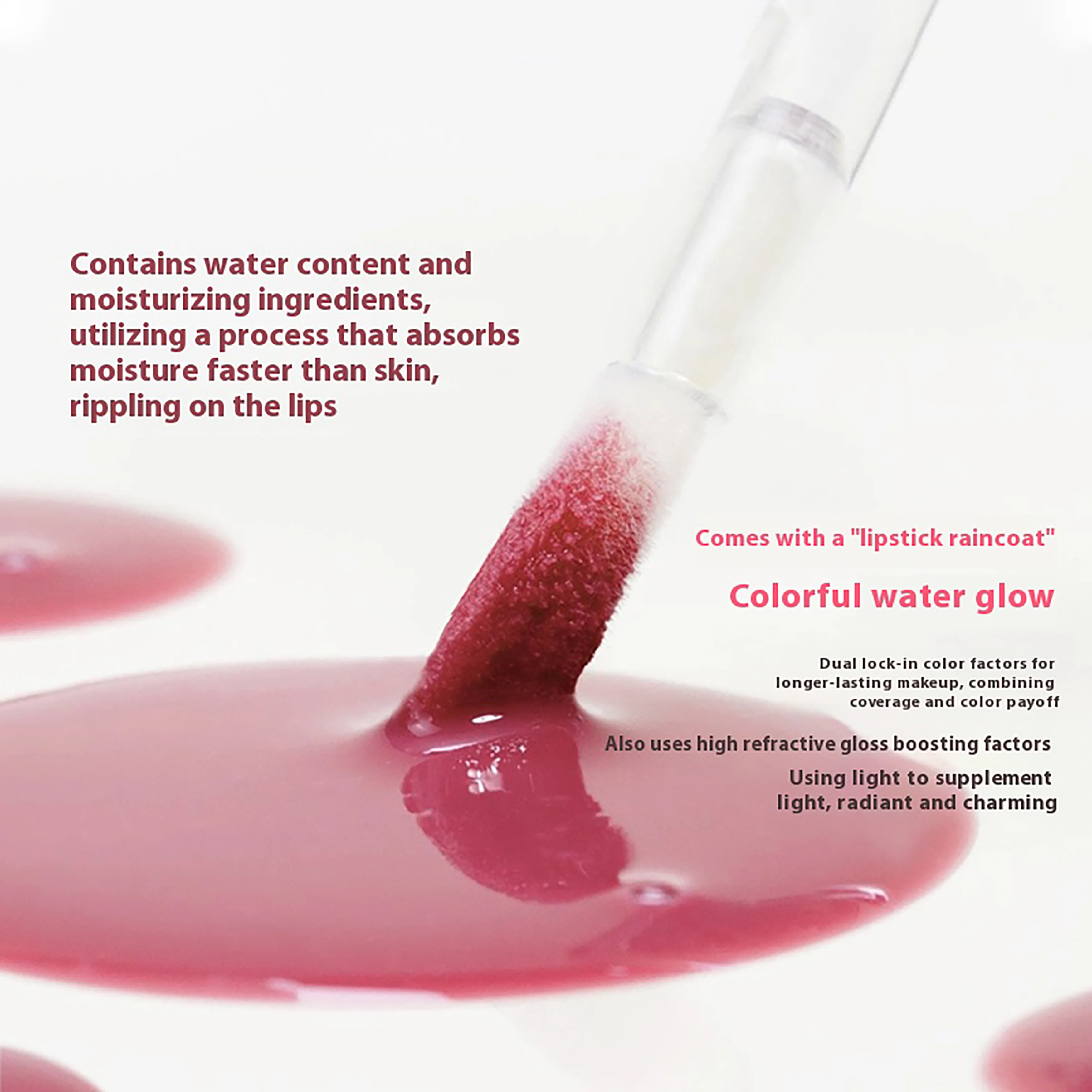 NOVO Hidratante, não transferido e suave nas linhas labiais, este brilho labial é adequado para qualquer ocasião.