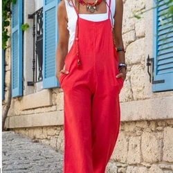 Mono de mujer con diseño de bolsillo de Color liso, pantalones holgados con cinturón de estilo informal, ropa de calle, 2023