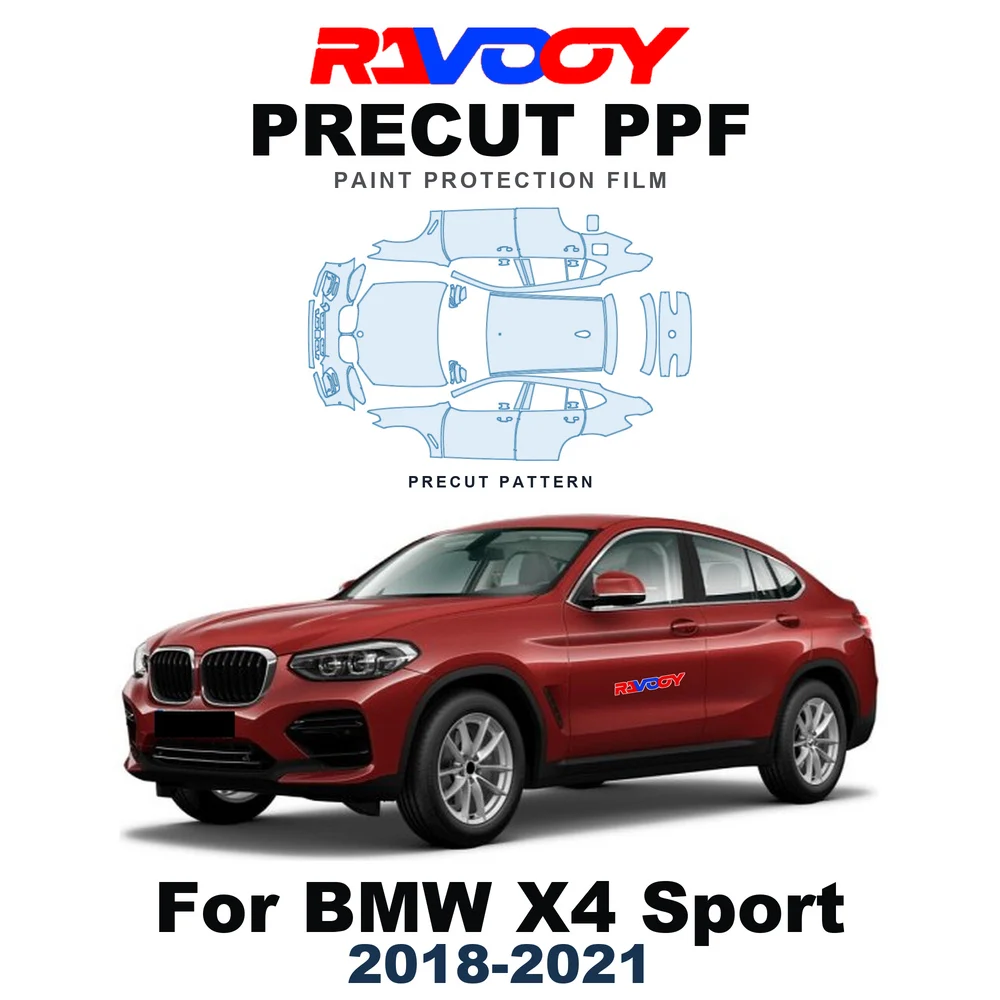 Precut PPF For BMW X4 Sport 2018-2021 8.5mil TPU Paint Protection Film Hood Bonnet Bumper Headlight Self-Healing Clear Kit Roof