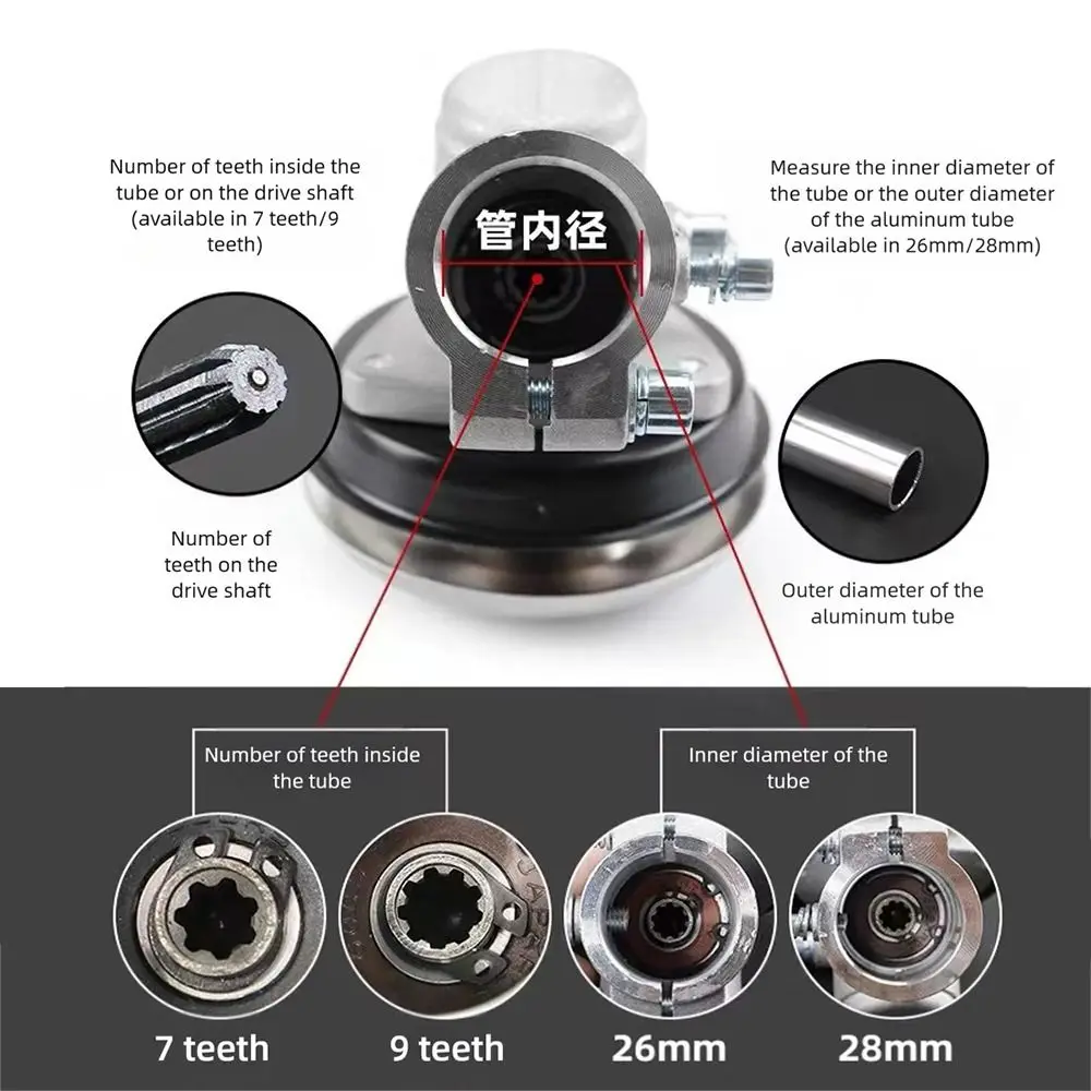 28mm Tube Lawn Mower Working Head Single/Double Instal Hole 9 Teeth Lawn Mower Parts Assembly Accessories Trimmer Gearhead