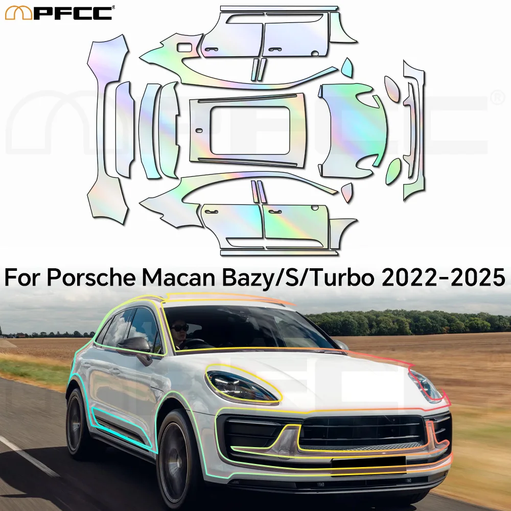 Para Porsche Macan Bazy S Turba 2022-2024, Película Protectora de Pintura Precortada de TPU PPF de 9 Mil, Antiarañazos, Protección UV, Exterior