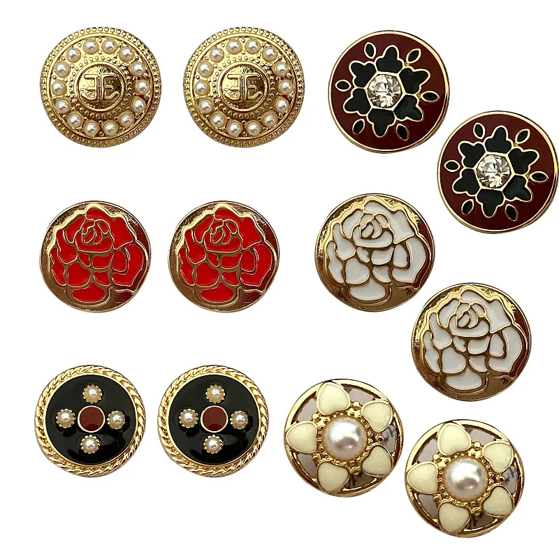 SHMIK Vintage Women Baroque Round Pearl Earrings Jewelry Exquisite Fashion Palace Style Retro Flower Ear Rings Accessories Gift