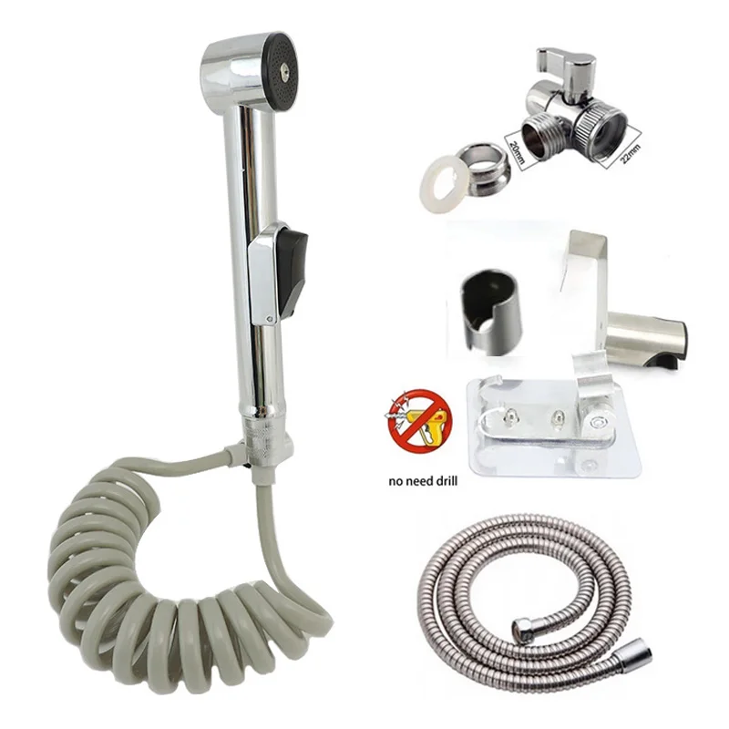 Chuveiro higiênico do banheiro para vaso sanitário, Bidé Pulverizador, Limpador Anal, Gancho de chuveiro, Suporte, Mangueira de água, Torneira de válvula