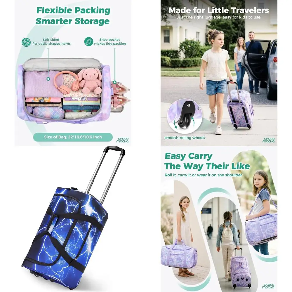 

Light Blue 22-Inch Wheeled Suitcase for Travel and Luggage