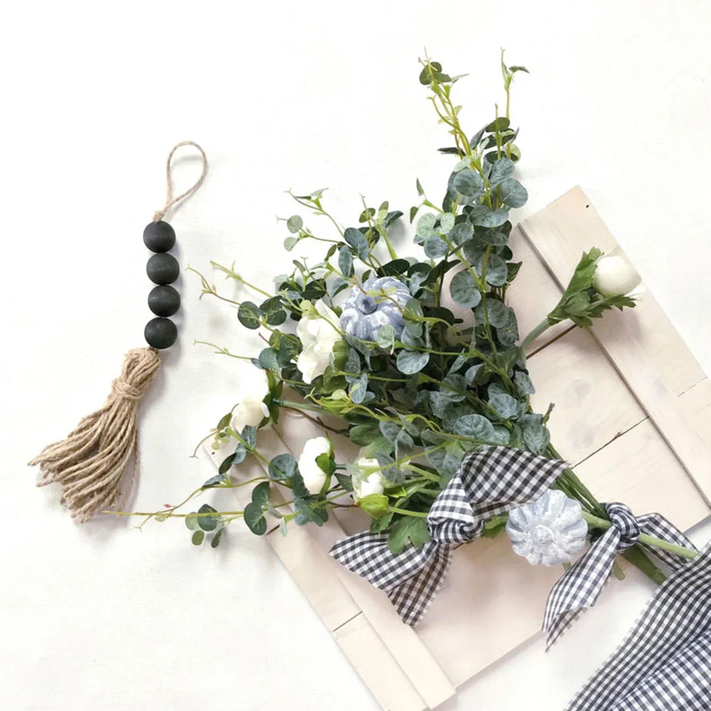 

4 Pcs Door Handle Decorative Hanging naments Creative Tassel Wooden Beads Rustic Style Home Office Shop Wall Pendant