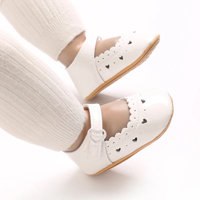 طفل فتاة الأبيض المعمودية أحذية الرضع طفل Bowknot عدم الانزلاق المطاط لينة وحيد شقة بولي PU الأولى ووكر الوليد القوس ديكور ماري جينس