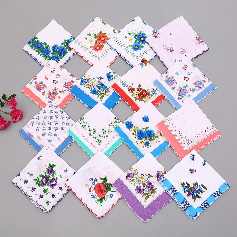 5 Pack 11X11In Women's Pure Cotton Handkerchief, Retro Floral Square Handkerchief, Women's Portable Flap Pocket Pants Square