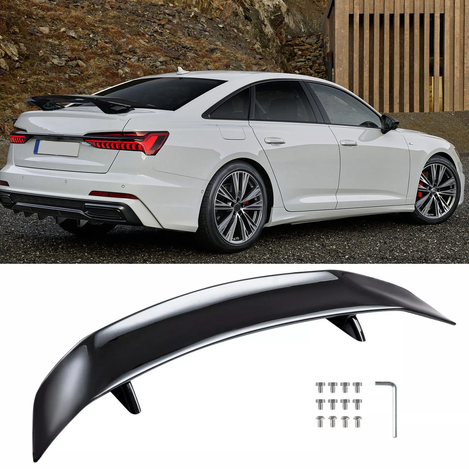 

For AudiA6 46" GT Style Racing Gloss Black Rear Trunk Spoiler Wing