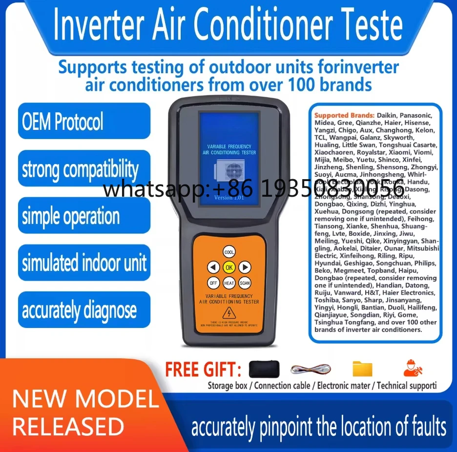 MLK Inverter Air Conditioner Tester - HVAC Diagnostic Tool for Fault Code Reading & Compressor Frequency Monitoring