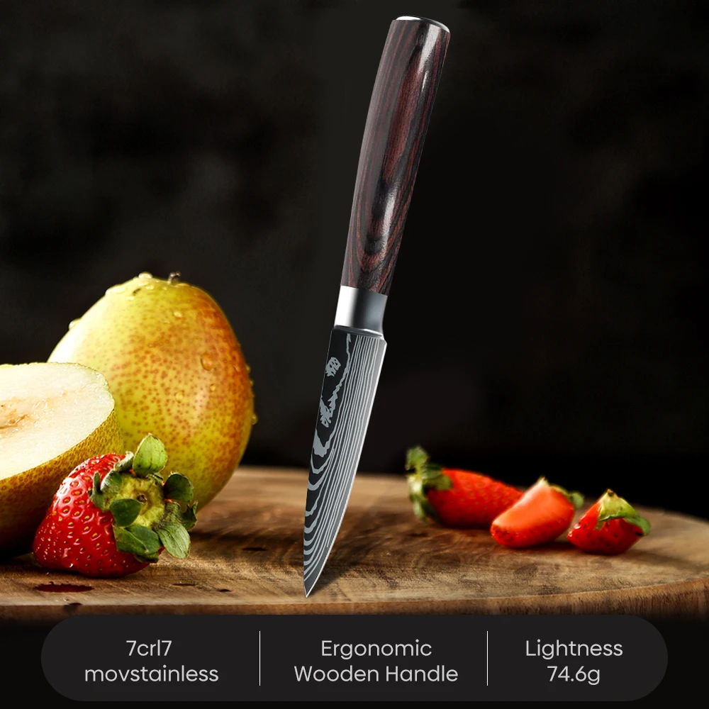 

Professional Paring Knife Stainless Steel Anti-Slip Ergonomic Pakka wood Handle Fruit Paring Cooking Knife Kitchen Accessories