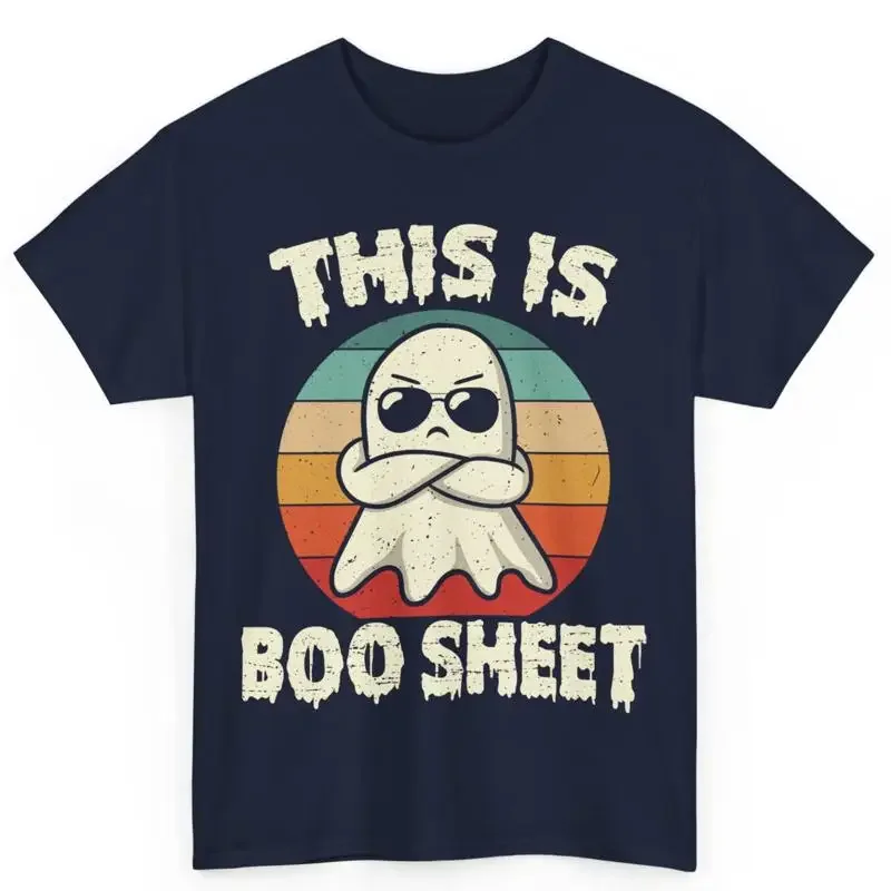 Ghost Boo Sheet Retro Halloween Costume Cotton T Shirt