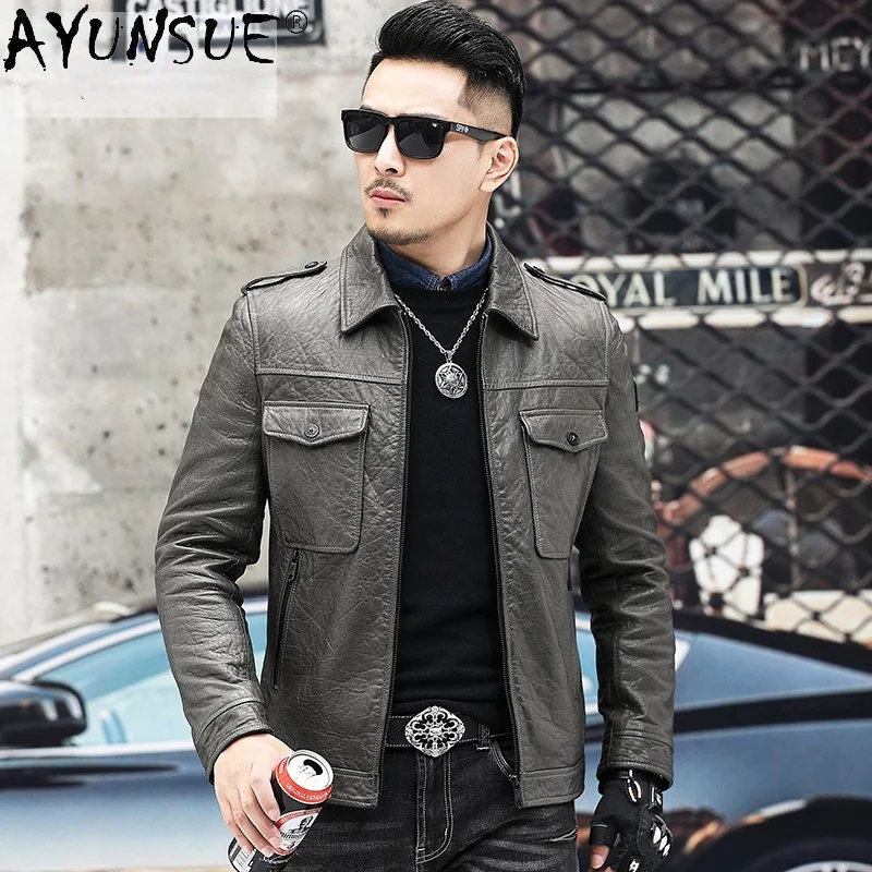 2021 100% Genuine Leather Jacket Men Spring Autumn Men's Sheepskin Coat Short Biker Male Jaqueta Masculina Gxy770