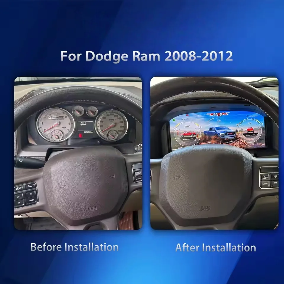 For Dodge Ram 1500 2500 3500 2008-2012 LCD Digital cluster Dashboard Panel Speedometer Screen Virtual Instrument Cluster Virtual