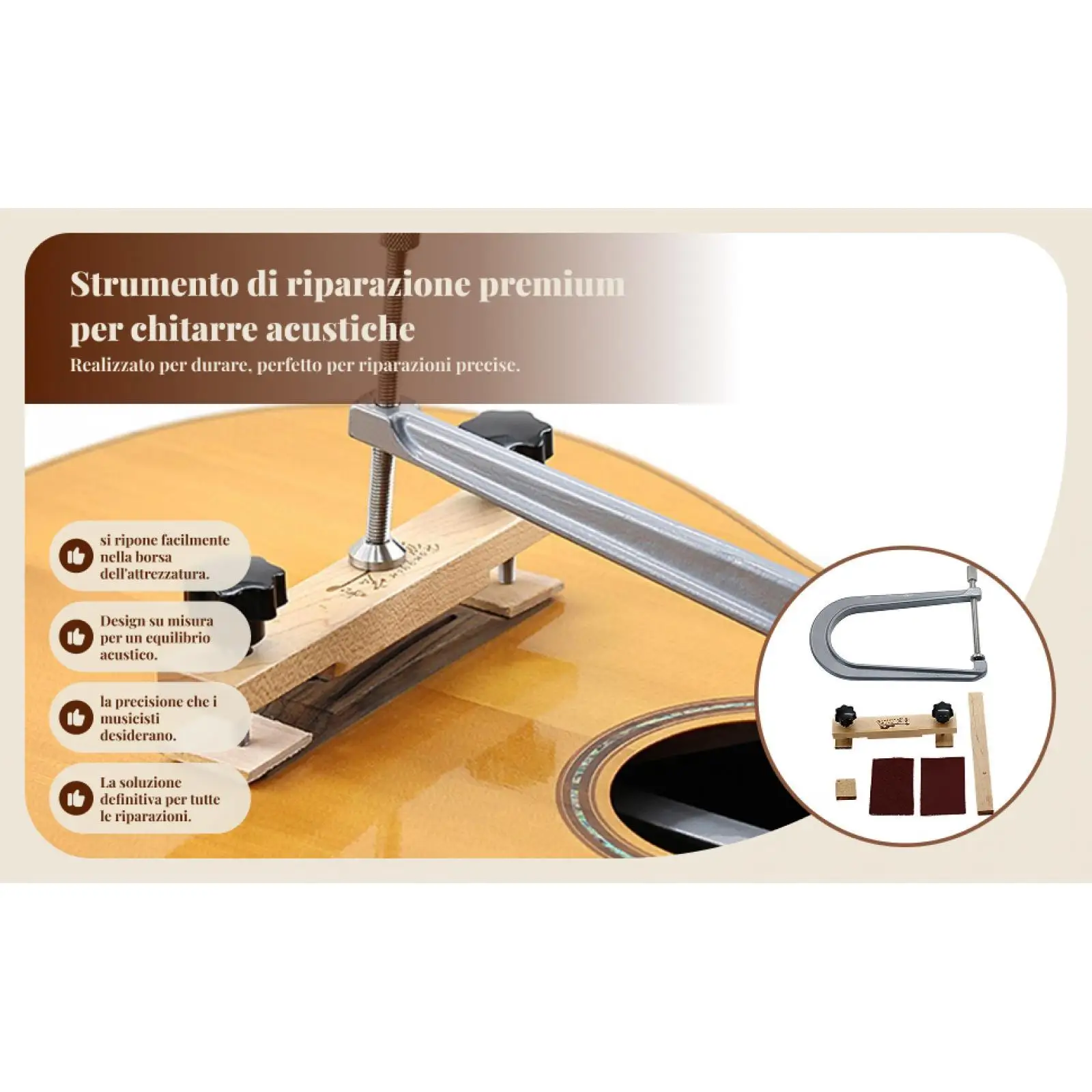 

Easy to Use Adjustable Guitar Soundhole Clamp Luthier Repair Tool for Mandolin Ukulele and Classical Acoustic Guitar Care