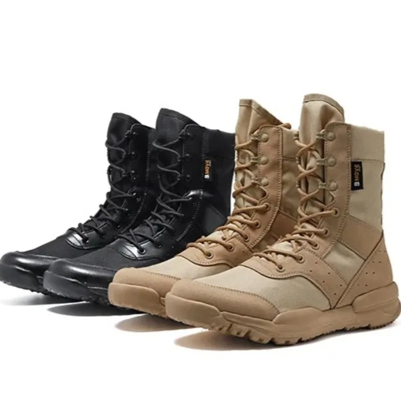 Mens High Top Boots Mesh Breathable Hiking Boots Non Slip Climbing Mountaineer Boot Lace Up Desert Ankle Boots Men Tactical Boot