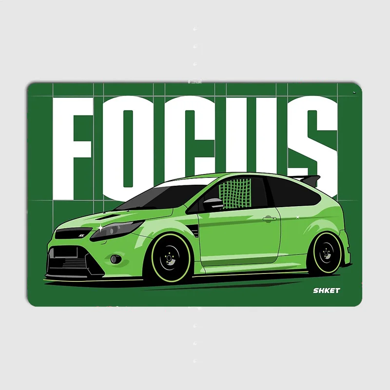 Focus RS Stance ESCORT RS COSWORTH RALLY CAR Metal Sign Poster Garage Room Decor Automobile Club Custom Tin Vintage Home Decor