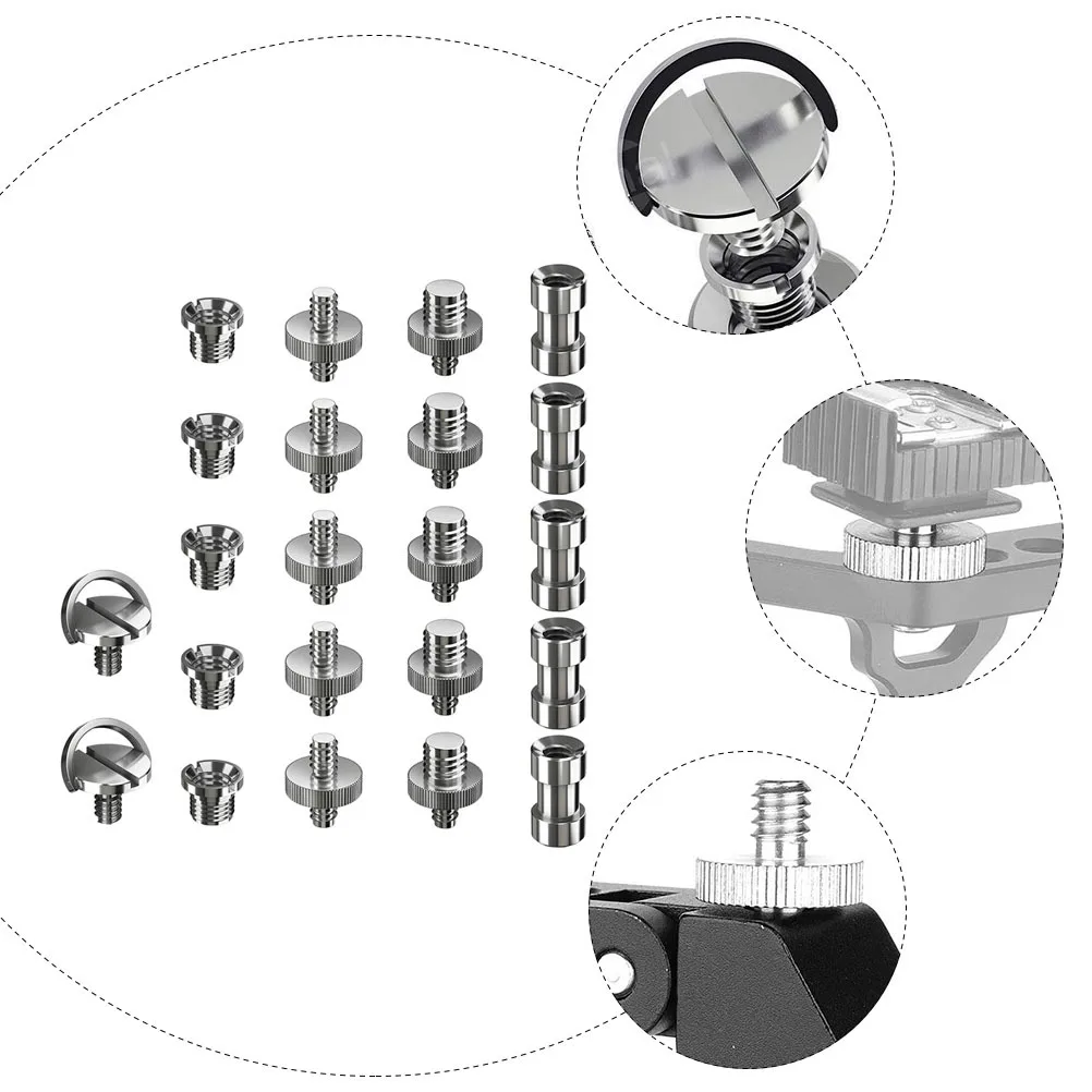 

22Pcs Tripod Screw Adapter Set Camera Mount Converter Solid Durable Metal Multi-Functional Mounting Screws for Photography