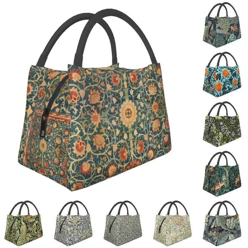 Holland Park William Morris Carpet Print Thermal Insulated Lunch Bag Women Floral Pattern Portable  Tote Meal Food Box