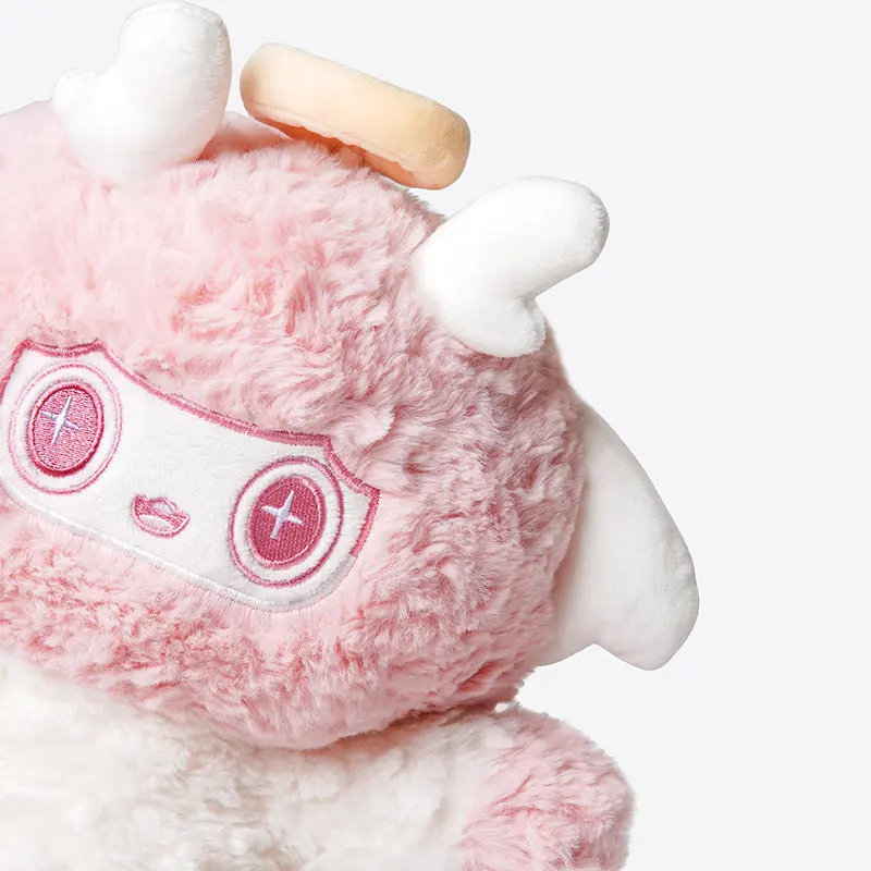 دمية ZEIO اللطيفة على شكل ملاك محشوة بالقطن الناعم باللون الوردي الجميل مع أجنحة وهالة، هدية رومانسية للصديقة في عيد الحب أو عيد الميلاد