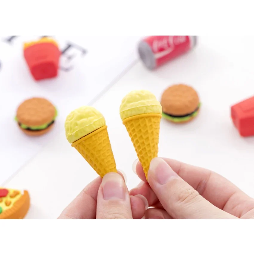 5pcs/lot Burger Cola Fast Food  Eraser Cute Stationery School Girl Student Prize Supplies Party Favor Gift