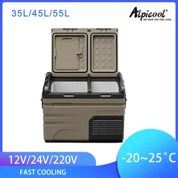 Alpicool TA 35L Car Refrigerator 12V Compressor Portable Small Freezer 220V Ice Box 2-Door Home Use Vehicle Truck