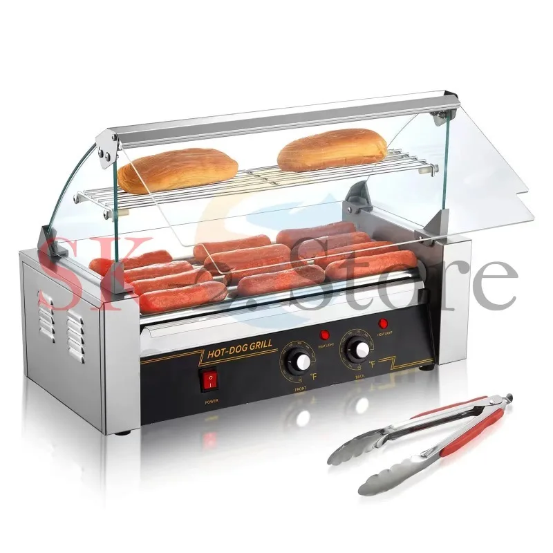 With door with grid hot dog machine household stall electric sausage grill machine five sticks seven sticks eleven sticks