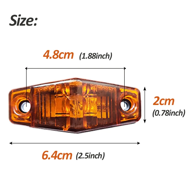 2PCS 12V 24V LED Side Marker Lights Car External Square Lights Warning Tail Light Auto Trailer Truck Lorry Clearance Lamps