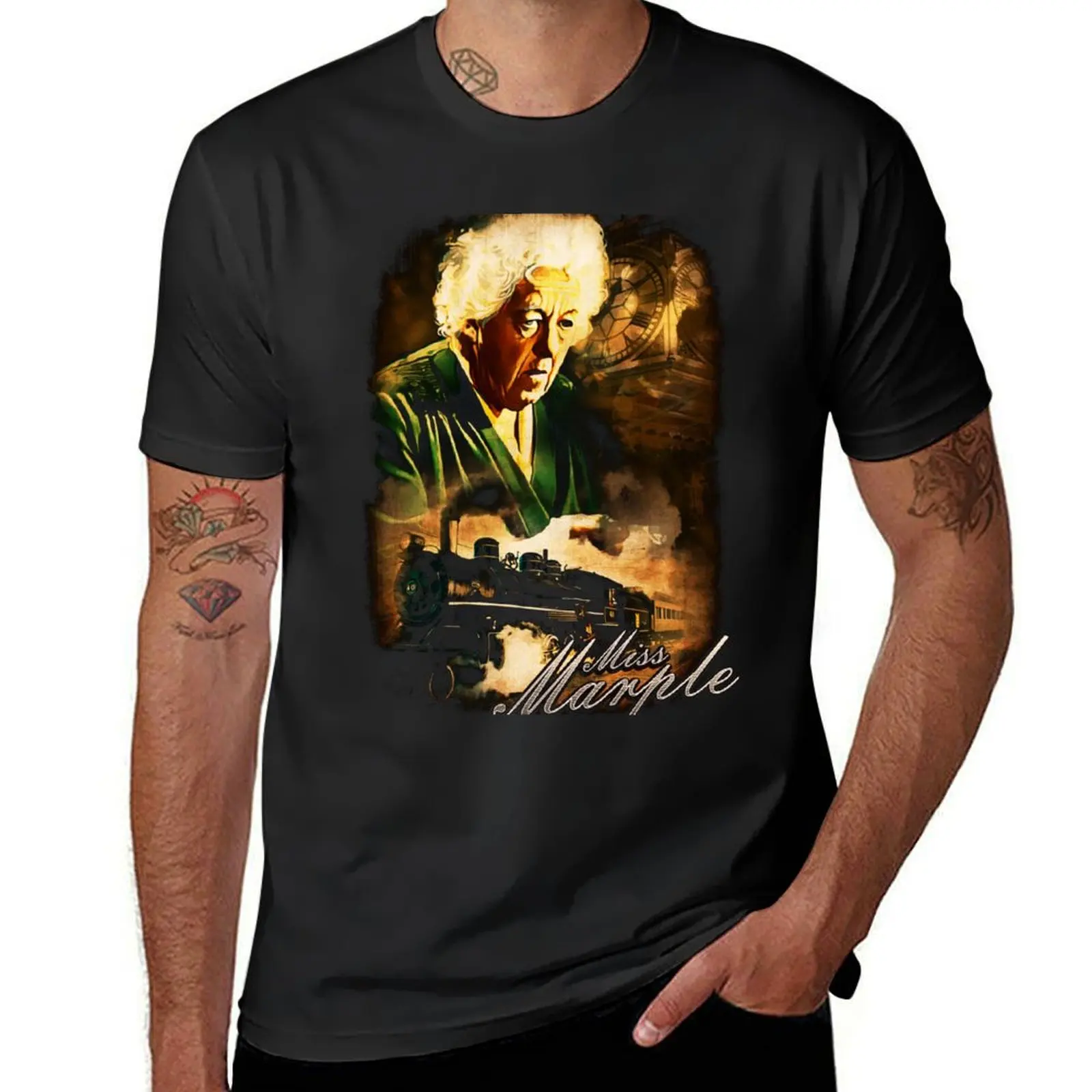 Классическая дизайнерская футболка Agatha Christie Miss Marple, корейские модные милые топы для мальчиков, белые приталенные футболки для мужчин