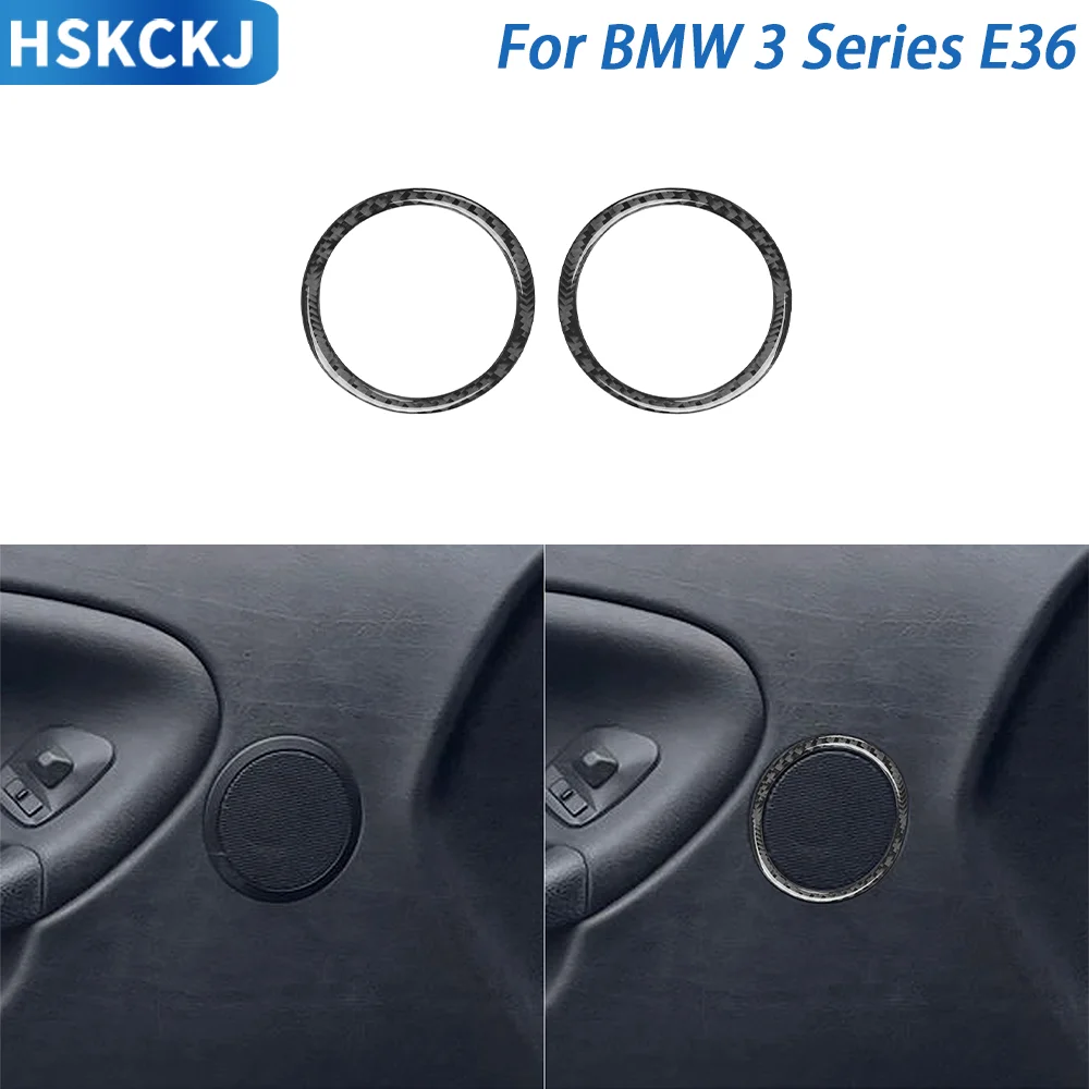 

Car Accessories Carbon Fiber Door Horns Speaker Frame Interior Cover Trim Sticker Modification For BMW 3 Series E36 1994—1996