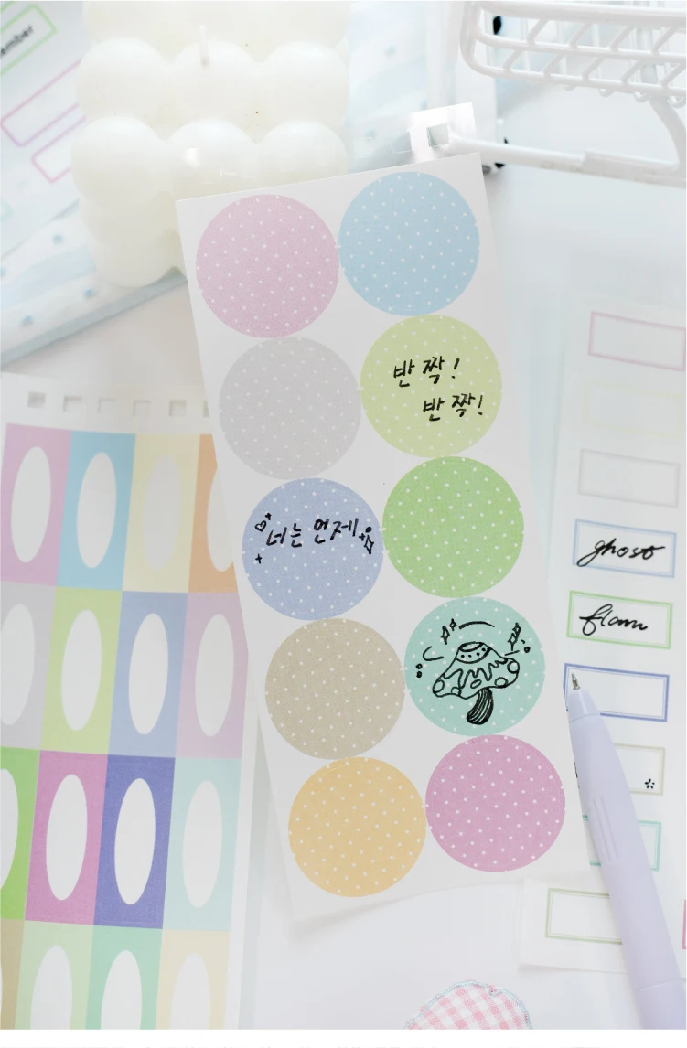 Journal GO 30pcs Mixed Material Date Planner Stickers PET & Washi Paper Index Sticker for Scrapbooking Colorful Number Month