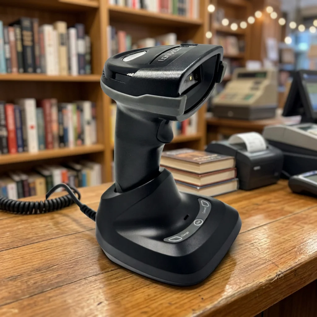 LONVILL Fast-Decoding Wireless Handheld Barcode Scanner with LED Indicator for Bookstores and Gift Shops