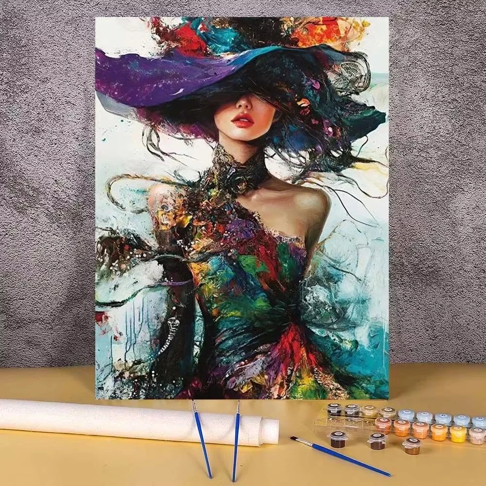 Beautiful Woman Portrait Oil Painting By Numbers Home Decor Modern Wall Decor for Living Room Bedroom Gift No Frame - view 6