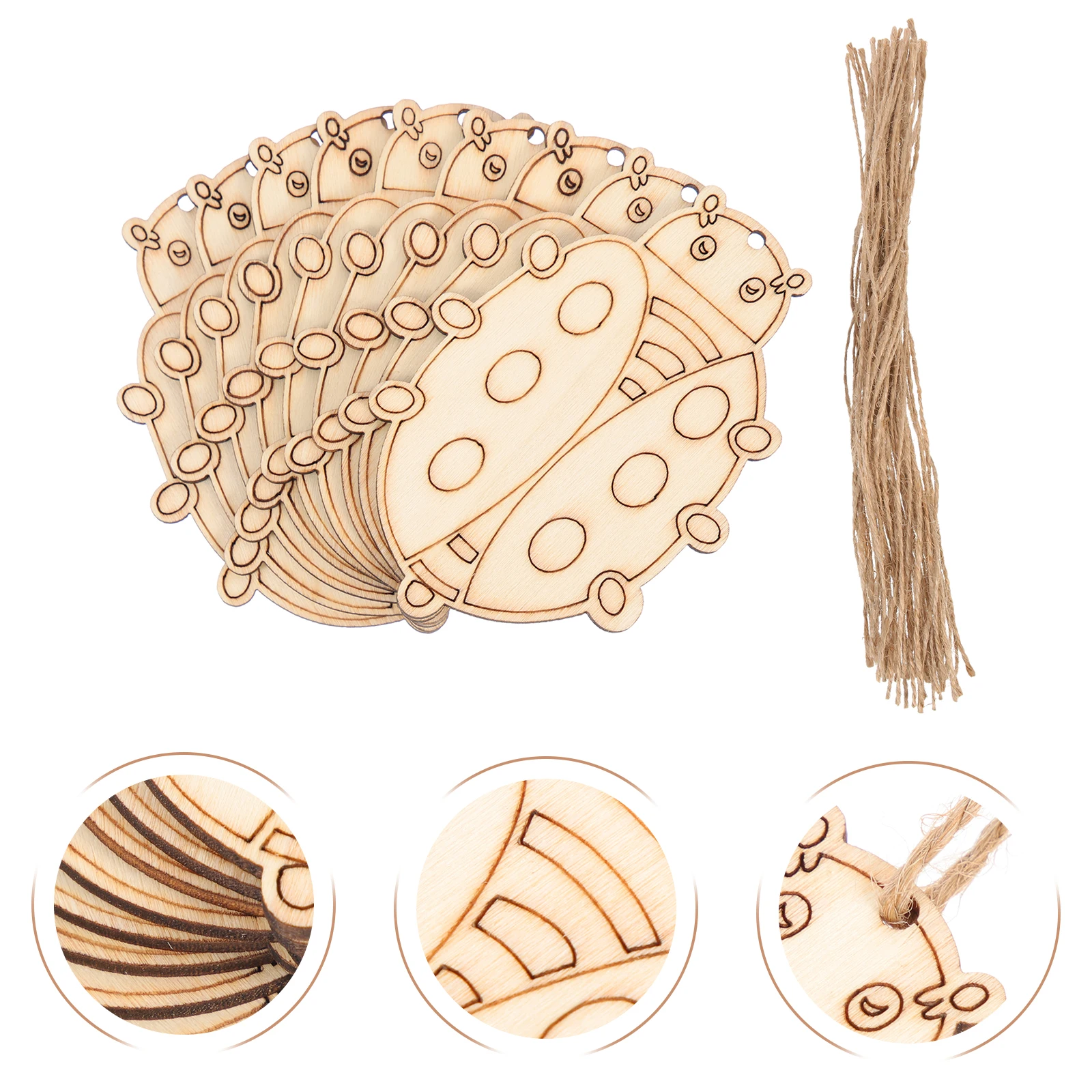 50 set Wooden Cutout Diy Craft Beetle Shape Slices Unfinished Blank Wood Pieces For Painting Graffiti Accessories Art