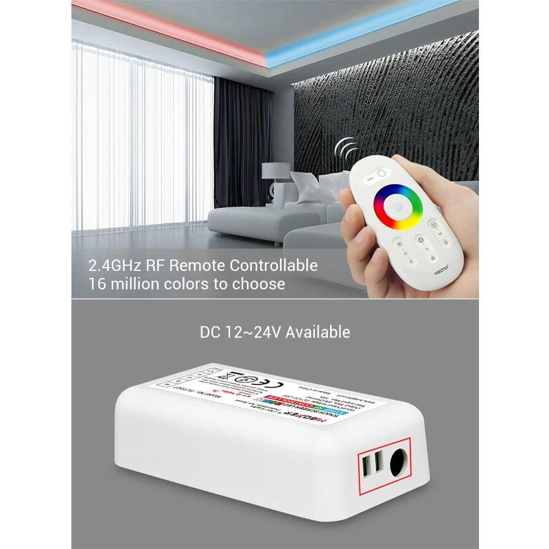 Imagem -03 - Miboxer Interruptor de Intensidade de Luz Led 12v 24v 2.4g Cor Única Branco Duplo Cct Rgb Rgbw Fita Remota sem Fio para Lâmpada