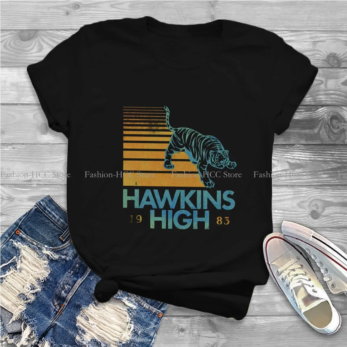 Tiger Polyester TShirts Hawkins High Personalize Homme T Shirt Funny Clothing