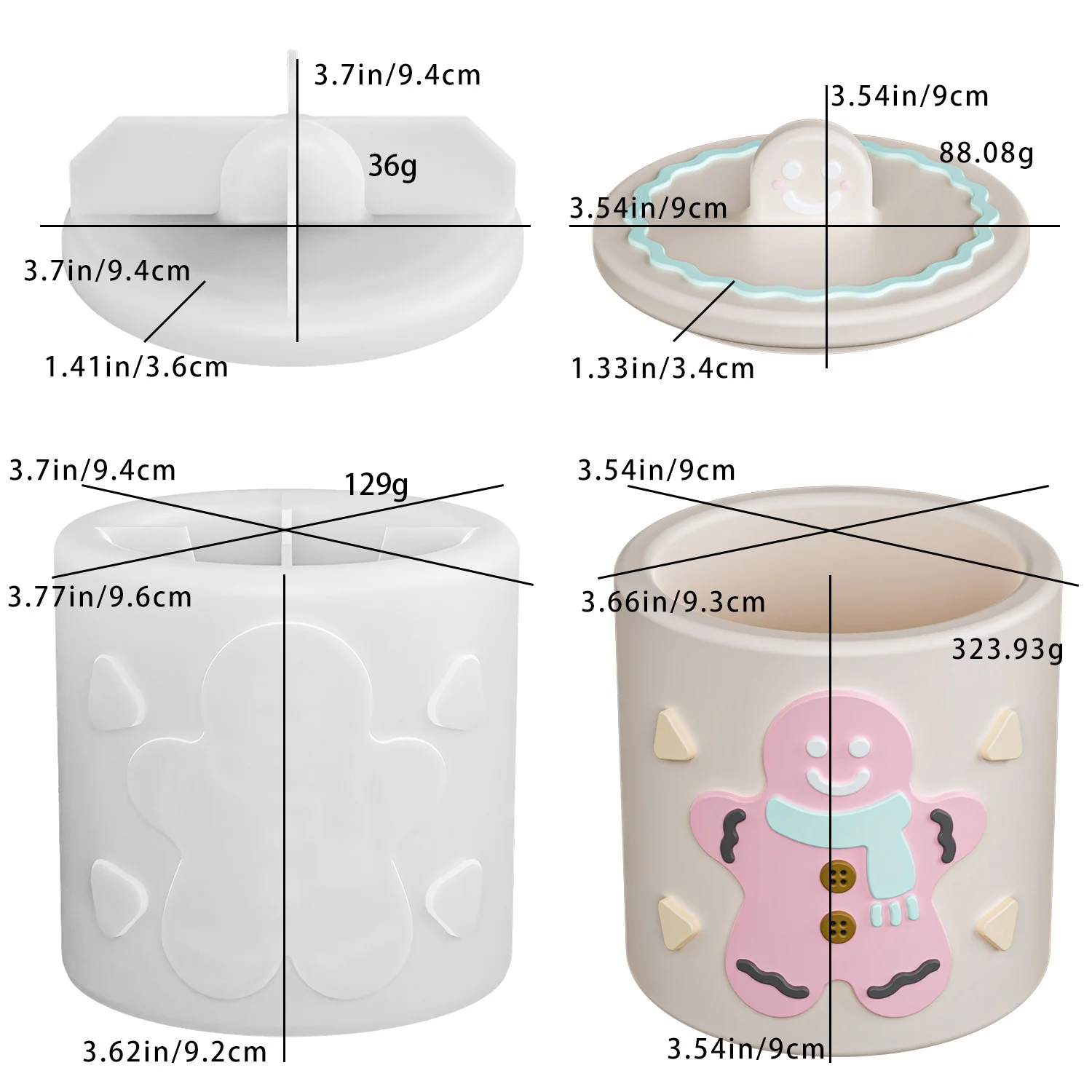 DIY Lebkuchenmann Aufbewahrungsbecher Harzform für Möbeldekoration und Gipsbecher Silikonform