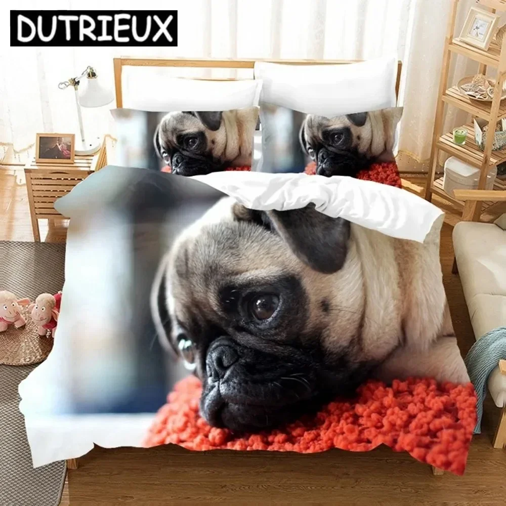 

Luxury New 3D Print Cute Pugs Comfortable Duvet Quilt Cover Pillowcase Bedding Set Children Bedroom Decoration Home Textile
