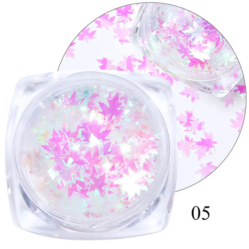 

12 Boxes Nail Sequins Set Maple Leaf Shaped Shimmering Manicure Decorations DIY Nail Art Kit Attractive Glitter Accents Easy