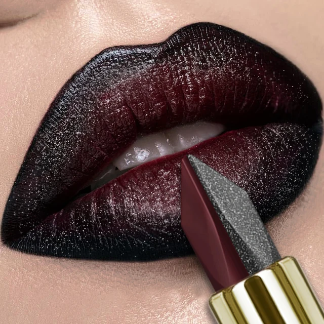 Rouge à lèvres bicolore marron noir, imperméable, mat, tasse antiadhésive, teinte diamant nacré, rouge, lèvres Sexy, maquillage, cadeaux, cosmétiques 1