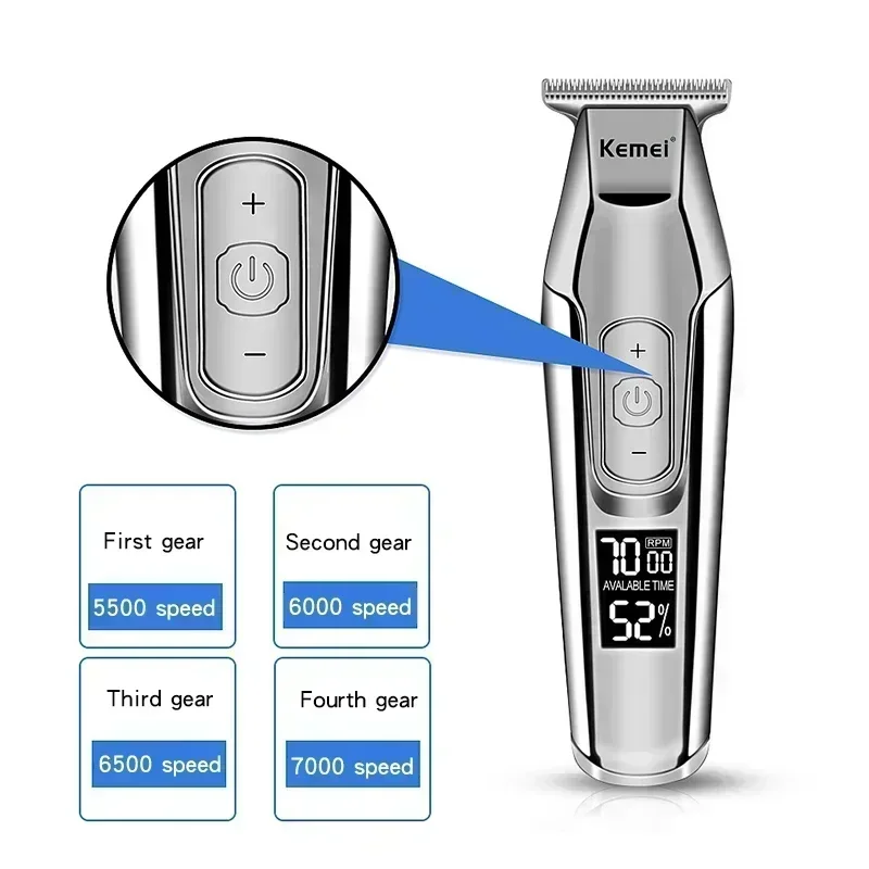 Kemei KM-5027 Professional Barber Cordless Electric Hair Clippers for Men USB Rechargeable Hair Trimmers Hair Cutting Machine image 4