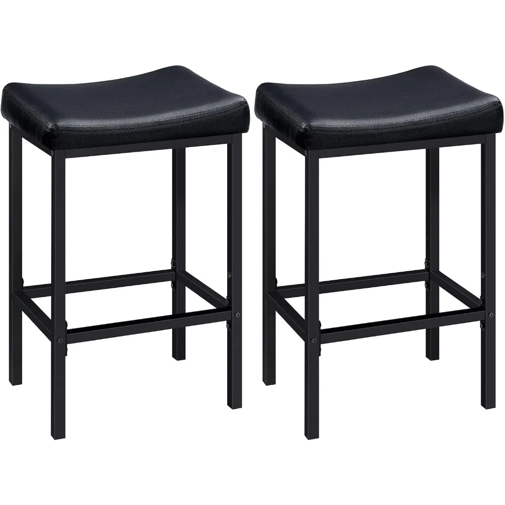 

HOOBRO Bar Stools, Set of 2 Bar Chairs, Counter Height Stools, Saddle Barstools with Curved Surface, 24.8 Inches, 2.4 Thick Upho