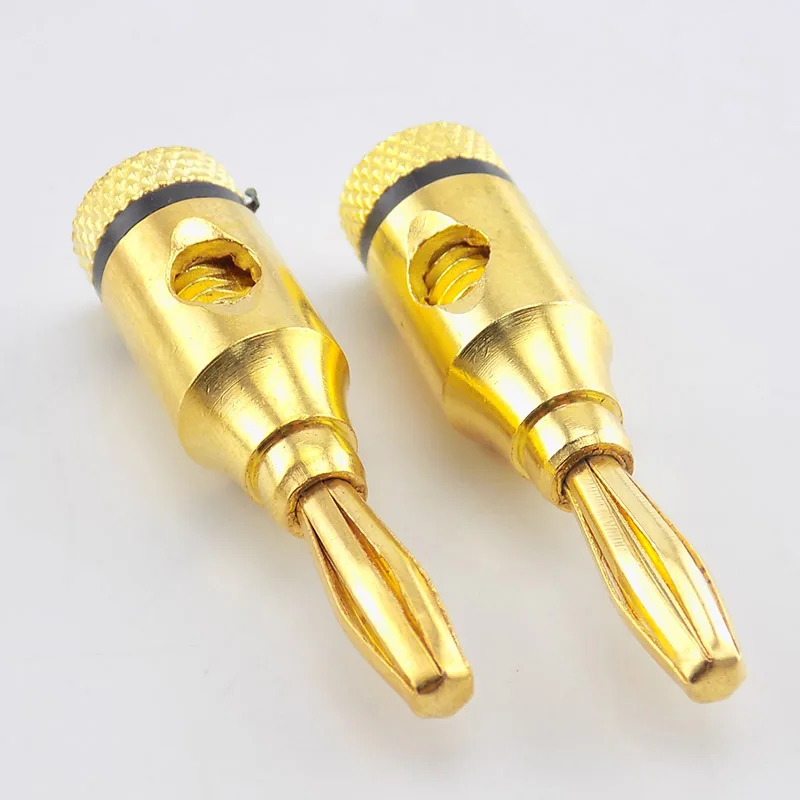 1Set (2 Stuks) 4Mm Bananenplug Verguld En Schroeftype Rood + Zwart