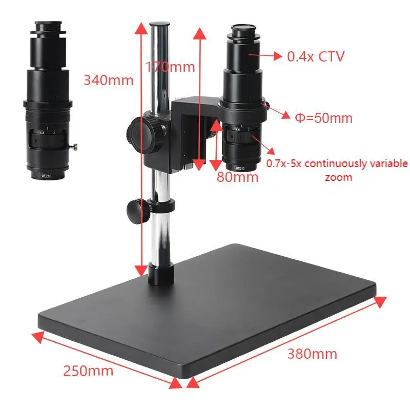 HAYEAR Monocular HD 120X/180X ต่อเนื่องซูม C-Mount เลนส์สําหรับกล้องจุลทรรศน์อุตสาหกรรมกล้องแว่นขยาย