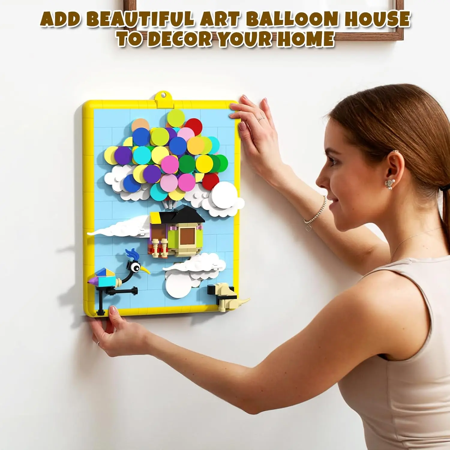 Kevin Bird Up Balloon House Building Blocks, Art Flying House Building Kit, Display Home Decor Wall Art, Christmas Present