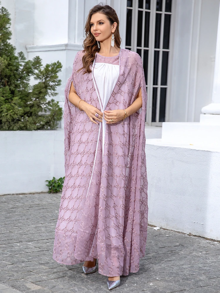 

Eid Muslim Party Dress for Women 2 Piece Set Jalabiya Abaya Ramadan Long Dresses Abayas Woman Kimono Robe Caftan Vestidos 2024