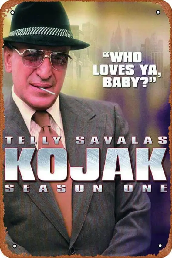 Póster de la película Kojak (1973), cartel metálico retro vintage para decoración de paredes de bares, restaurantes, cafeterías, cartel de 12 x 8 pulgadas