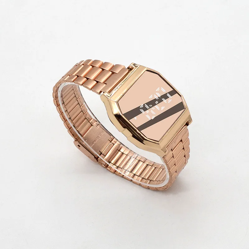 Retro Square Electronic Watches Digital Display Women Men Watch Rose Gold Silver Luxury Ladies Wristwatches Relojes Para Mujer